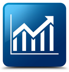 Statistics icon blue square button