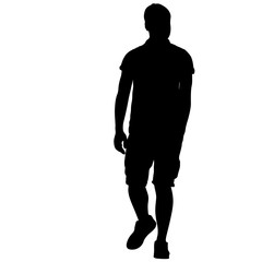 Black silhouette man standing, people on white background