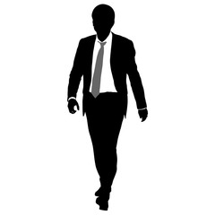 Silhouette businessman man in suit with tie on a white background. Vector illustration