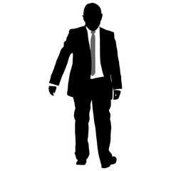 Silhouette businessman man in suit with tie on a white background. Vector illustration