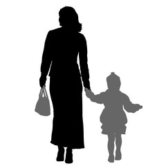 Silhouette of happy family on a white background. Vector illustration.