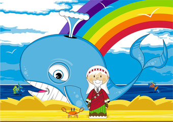 Cartoon Jonah and the Whale Bible Illustration - 143155440