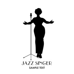 Elegant, curvy and sexy Jazz singer woman silhouette singing a melody