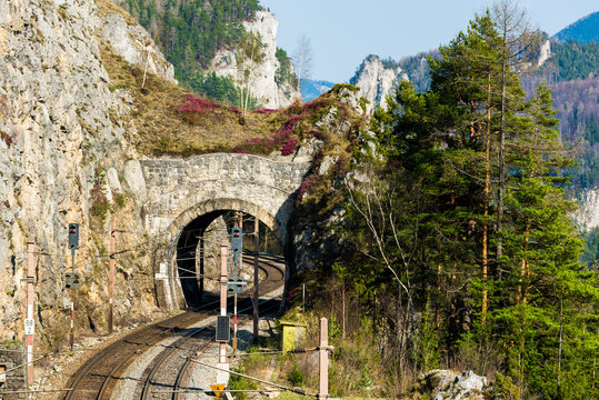 rail tunnel, train viaduct, krausel klause, Semmering Bahn - unesco world heritage, Pollerus Wand
