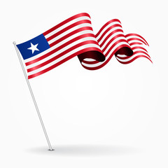 Liberian pin wavy flag. Vector illustration.