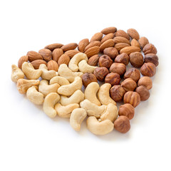 Heart nut.  Cashew, almond, hazelnut. Healthy vegetarian food