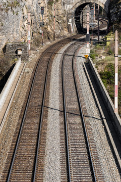 tracks of a railroad - double track - Breitenstein - Ghegabahn - Semmering