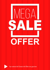 Mega sale offer red poster and flyer template