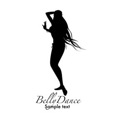 Naklejka premium Beautiful belly dancer silhouette wearing exotic clothes