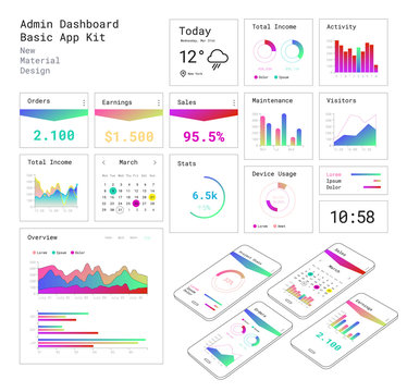 Flat design responsive Admin Dashboard UI mobile app