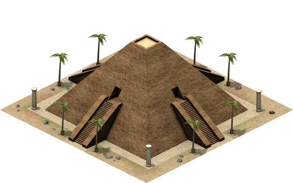 Isometric buildings of ancient Egypt, great pyramid. 3D rendering