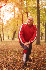 Obraz premium Senior man exercising in the park.