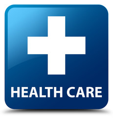 Health care (plus sign) blue square button