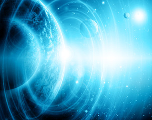 Best Internet Concept of global business.Technological background. Rays symbols Wi-Fi, of the Internet, television, mobile and satellite communications