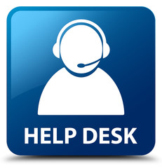 Help desk (customer care icon) blue square button