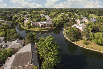 Fototapeta na wymiar Aerial View of Suburban Development with Canals