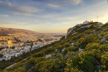 Naklejka premium View of Athens from Lycabettus hill at sunset, Greece. 