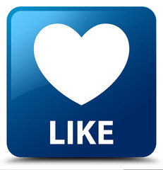 Like (heart icon) blue square button