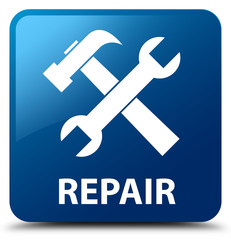 Repair (tools icon) blue square button