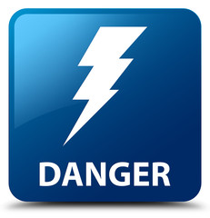 Danger (electricity icon) blue square button