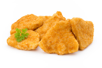 Nugget chiken on the white background.