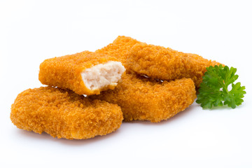 Nugget chiken on the white background.