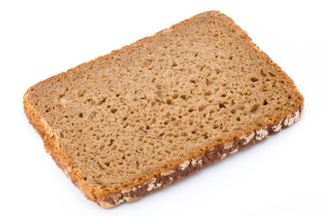 Slices of rye bread isolated on white background.