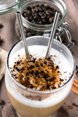 coffee latte with chocolate sprinkles