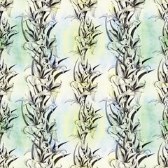 Fototapeta premium Gladiolus. Abstract wallpaper with floral motifs. Seamless pattern. Wallpaper. Use printed materials, signs, posters, postcards, packaging.