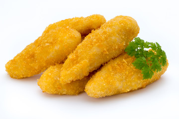 Nugget chiken on the white background.