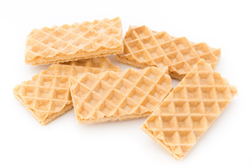 Waffle with crem isolated on white background.