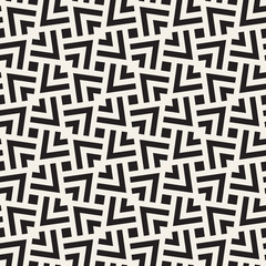 Geometric Ornament With Striped Rhombuses. Vector Seamless Monochrome Pattern