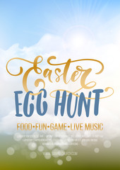 Easter Egg Hunt, vector Easter celebration poster template