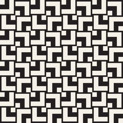 Geometric Ornament With Striped Rhombuses. Vector Seamless Monochrome Pattern