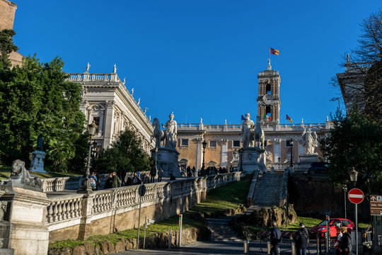 Accessing the Campidoglio.