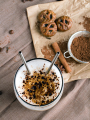 coffee latte with chocolate sprinkles