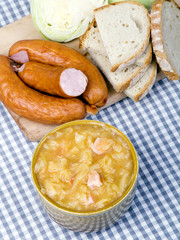 Bigos, Polish sauerkraut and sausage stew with ingredients