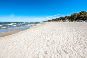 Sand beach in the summer, landscape, tourist travel background