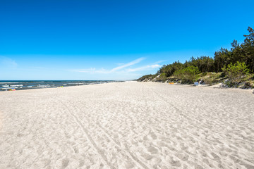 Sand beach in the summer, landscape, tourist travel background