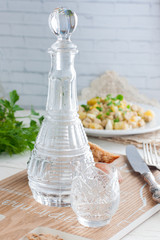 Crystal decanter with vodka