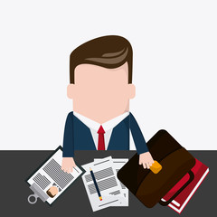 businessman document pencil necktie cartoon icon. Company rosource design. colorful and flat illustration