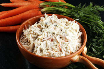 Healthy coleslaw cabbage salad. with carrots