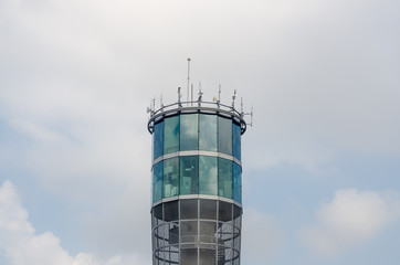 Airport control tower at the airport.