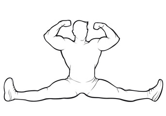 Bodybuilder sitting in the splits