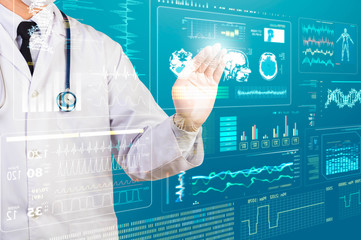 doctor working with futuristic health care screen