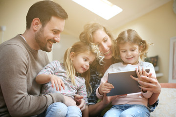 Happy family enjoy at home.