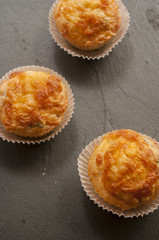 savory muffin close up ham and chesee