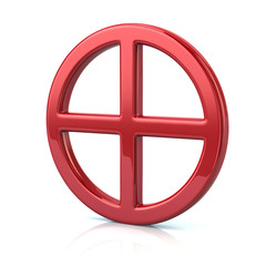 3d illustration of red sun cross symbol
