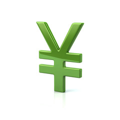 Green yen currency sign