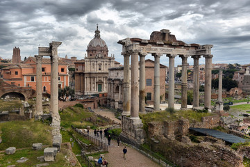 Obraz na płótnie Canvas ROME. ITALY. FEBRUARY 23 2016 Ancient Roman ruins in Rome, ROME. ITALY. FEBRUARY 23 2016